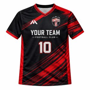 Fabricante de Camisetas de Fútbol Personalizadas OEM, Talla Grande, Secado Rápido, Transpirable, Tela 100% Poliéster, Nombre y Número del Jugador Sublimados - Product Image 1