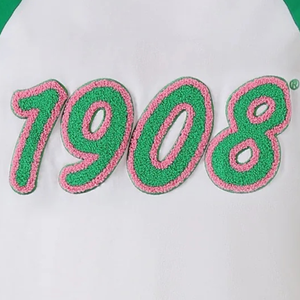 Camisa Raglán de Chenilla Premium para Mujer, Color Verde, Blanco y Negro, Suave, 100% Algodón, Bordada, Manga Corta, Estilo Griego Informal - Product Image 6
