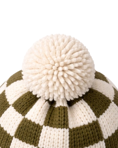 Gorro de Punto a Cuadros Blanco Oliva Personalizado, Gorro de Invierno Cálido con Pompón, Gorro de Punto Grueso Unisex, Gorro con Logo Personalizado, Proveedor OEM - Product Image 5