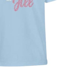 เสื้อยืดคอกลมแขนสั้นสีน้ำเงินสำหรับวัยรุ่นพร้อมดีไซน์ประดับเพชรสำหรับใส่ไปโรงเรียนทุกวันสตรีทแวร์เสื้อผ้าที่สวมใส่สบาย - Product Image 6
