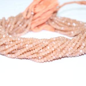 Cuentas Rondelle facetadas de piedra lunar de melocotón de calidad superior, fabricación de joyas, piedra lunar de melocotón - Product Image 1