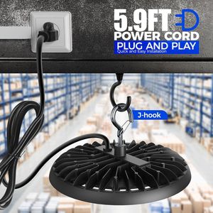 Lámpara LED UFO de 150W para Techos Altos, 21000LM, Iluminación para Almacenes, Temperatura de Color 5000K, IP65 Impermeable, con Enchufe Estadounidense de 5.9 Pies - Product Image 2