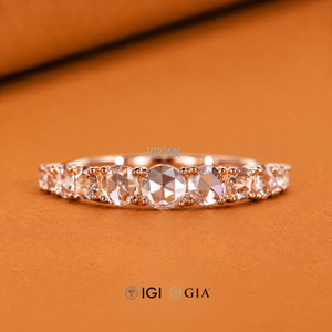 Anillo de Boda con Diamante Corte Rosa Redondo para Anillo de Compromiso, Diamantes Cultivados en Laboratorio Graduados, Engaste de Puntas Compartidas, Anillo de Aniversario - Product Image 1