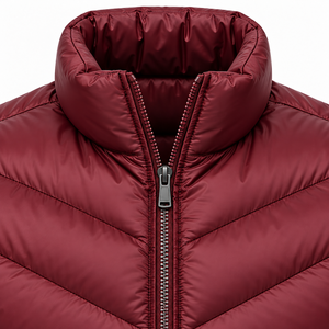 Gilet matelassé bordeaux pour homme, col montant, coupe-vent, en coton, sans manches, fermeture éclair, écologique, respirant, séchage rapide - Product Image 4