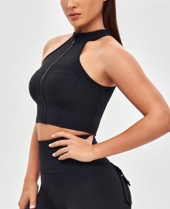 Windproof <b>Zip</b>-<b>Up</b> <b>Cropped</b> Skinny Jacket-Black - Product Image 4