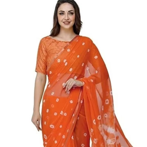 Sari de chifón estampado KV con diseño Bandhani - Product Image 1