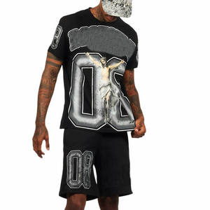 Conjunto de Camiseta y Pantalones Cortos Deportivos Modernos para Hombre, Ropa Deportiva Informal de Dos Piezas para Gimnasio, Entrenamiento, Ejercicio de Verano, Uso Diario - Product Image 4