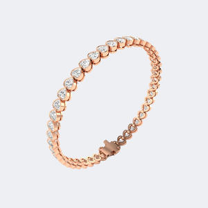 7.00CTW 10k <b>Gold</b> Plated Heart Bezel-<b>Set</b> Diamond Cute Women's Tennis Bracelet - Product Image 3