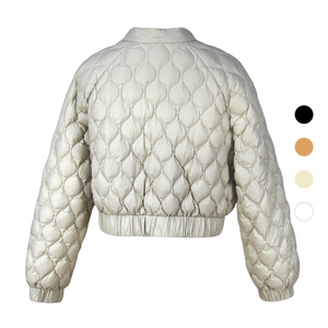 Chaqueta Acolchada Ligera para Mujer, Estilo Bomber, con Botones Frontales, Acolchado en Forma de Diamante, para Invierno, Venta al Por Mayor - Product Image 3
