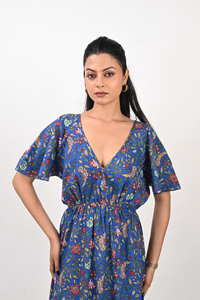 V-Neck <b>Sleeveless</b> A-Line Midi <b>Dress</b> Cotton Block Print Women Long Casual <b>Summer</b> Comfortable Jaipuri Printed <b>Dress</b> - Product Image 5