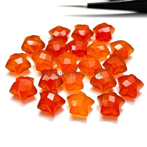 Carnelian naturel taillé en étoile à facettes 10 mm, pierre précieuse sculptée à la main, briolette, pierre brute sculptée pour la fabrication de bijoux, vente en gros en vrac - Product Image 3
