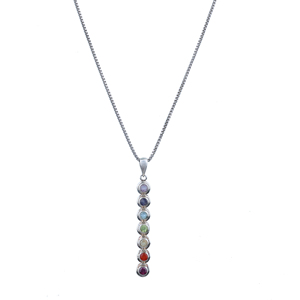 Collier pendentif en argent sterling 925 avec pierres des 7 chakras pour femmes élégantes, breloques en cristal et pierres précieuses en gros - Product Image 1