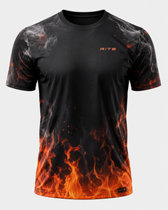 Camiseta RITS para Hombre, Manga Corta, Cuello Alto, Informal, de Forro Polar, Poliéster/Algodón, Negra con Dorado, Sublimación, Secado Rápido, Corte Regular - Product Image 2