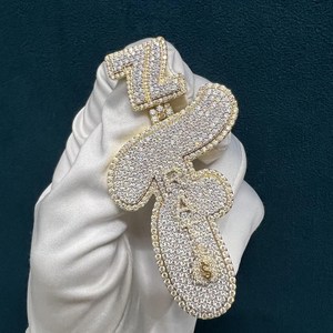 Collar con Colgante Personalizado de Letra y Símbolo de Dólar con Incrustaciones de Moissanita VVS en Plata de Ley 925, Estilo Hip Hop, con Diseño de Bolsa de Dinero y Adorno Bling - Product Image 2