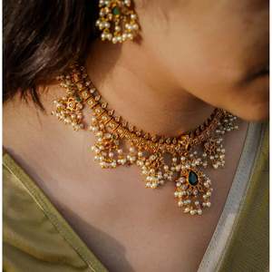 Guttupuslu 18K Gold Plated Luxury Short <b>Bridal</b> <b>Jewelry</b> <b>Set</b> - Product Image 5