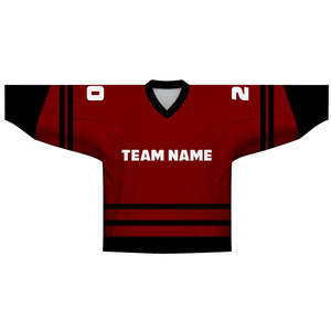 Camiseta Deportiva Personalizada de Lacrosse con Cuello en V, Uniforme Estampado 100% Poliéster de Secado Rápido, Rojo y Negro, para Entrenamiento y Partidos de Club - Product Image 1