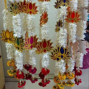 Indische handgemachte weiße Farbe künstliche Jasmin blume mit Lotus girlande für Dekor-Hochzeitsereignis-Partys