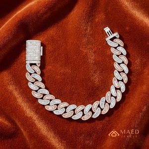Bracelet cubain en or serti de moissanite, chaîne fine, Pulsera Cubana De Lujo, cadeau tendance - Product Image 4