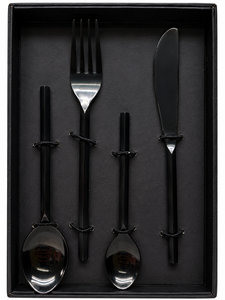 Ensemble de couverts en acier inoxydable avec finition noire satinée - Product Image 1