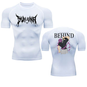 Chemises à manches courtes de compression avec logo personnalisé, vêtements de fitness pour hommes, tissu respirant pour la musculation - Product Image 4