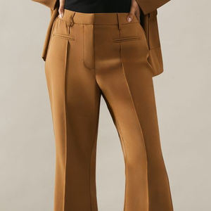 Custom Logo New Design Wholesale Casual Wear Elegant Ladies High Waist <b>White</b> <b>Flare</b> Wide Leg Pants Summer <b>Trousers</b> for Women - Product Image 4