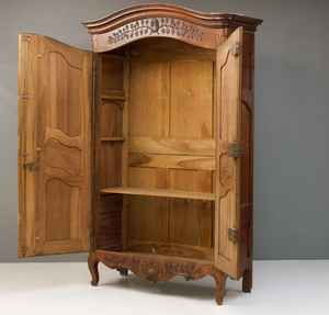 Armario Plegable de Madera de Nogal Marrón Clásico Estilo Provincial Francés, Armario de 2 Puertas Estilo Antiguo para Dormitorio, Muebles para el Hogar - Product Image 2