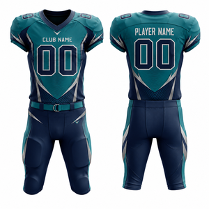 Conjunto de Camiseta de Fútbol Americano Personalizada para Hombre, Minnesota, Color Verde Azulado Marino, Cuello en V, Manga Corta, Impresión por Transferencia de Calor, 100% Poliéster Absorbente de Humedad - Product Image 1