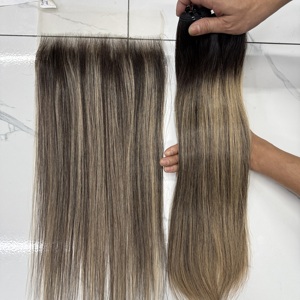 Extensiones de Cabello Humano Liso Ombre Premium, de Marrón a Rubio Balayage, Cabello Remy, Juego Completo para Cabeza - Product Image 1