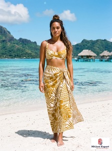 Paréo de plage léger en satin de polyester imprimé antistatique, séchage rapide, fabricant de tissus sur mesure OEM ODM, vente en gros - Product Image 3