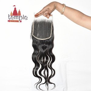 Extensions de cheveux humains Remy 100% naturels, couleur naturelle, closure HD indienne 6*6, double trame, traitement ondulé, sans traitement à la machine, mèches à tisser - Product Image 5