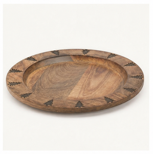 Assiette de présentation en bois d'acacia de luxe, faite à la main, écologique, avec motif d'arbre gravé au laser personnalisé, vente en gros - Product Image 1