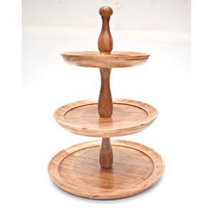 Sheesham <b>Wood</b> 3-Tier Wedding Cake Stand - Handcrafted Wholesale Display Riser - Product Image 1