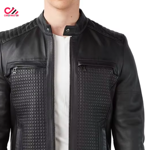 Veste en cuir véritable pour homme de haute qualité, col montant, tendance, vente en gros - Product Image 3