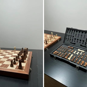 ILAHI's Eco-Friendly Rustic Polished Rectangle <b>Chess</b> <b>Board</b> Game 100% Handmade Pure Wood Animal/Love Style Customized Size <b>Chess</b> - Product Image 1