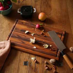 Planche à découper rectangulaire en bois d'acacia naturel de haute qualité, épaisse, avec poignée, pour la décoration de table et de cuisine (vente en gros) - Product Image 5