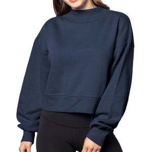 Custom Women Oversized Mock Neck Sweatshirt with Contrast Rib Collar Cuffs and Hem heavyweight fleece mockneck women sweatshirts - Product Image 1
