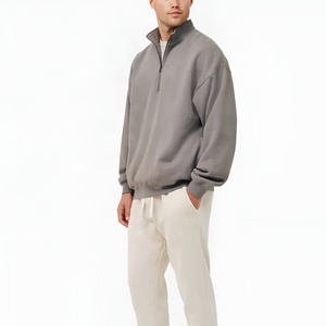 Wholesale High Quality Stand Collar Quarter Zip <b>Pullover</b> O Neck Sweatshirt <b>Pullover</b> <b>Men</b> Fleece Sweatshirts OEM Serviced Hoodies - Product Image 1