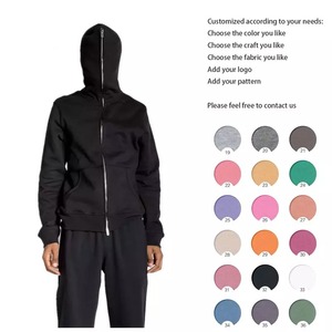 Men's <b>Black</b> Hooded Zip-Up Sweatshirt Regular Fit Casual Autumn Wear Breathable Solid Color Cotton Fleece <b>Hoodie</b> - Product Image 3