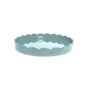 Plateau de service élégant et écologique bleu marine à motif floral, bord festonné, qualité commerciale durable, finition laquée haute brillance - Product Image 2