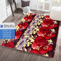 Tapis en polyester abstrait antidérapant, fabriqué à la machine, à poils moyens, en mousse souple anti-allergique haute densité, avec envers en caoutchouc fin, pour nettoyage par aspiration
