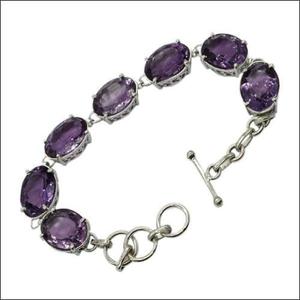 Classic Amethyst 925 <b>Silver</b> Oval Cut Luxury IGI Certified Bezel Setting Chain Link Unisex <b>Bracelet</b> Everyday Wear - Product Image 1