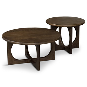 Modern Luxury Dark Walnut <b>Nesting</b> <b>Coffee</b> <b>Table</b> <b>Set</b> Pedestal Base Minimalist Design 1 Year Warranty Living Room Furniture - Product Image 1