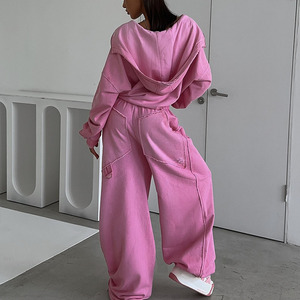 Custom Heavyweight Zip up Baggy Tracksuit for Women French Terry Baggy Sweatsuit Oversized Tracksuit Female - Product Image 4