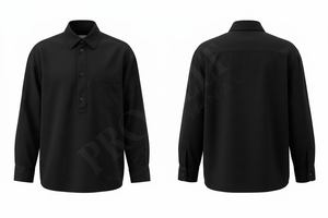 Chemise décontractée ajustée tendance à manches longues, demi-fermeture, en coton, avec poches sur le devant, pour le travail et les affaires - Product Image 6