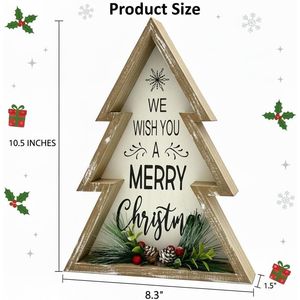 Bloque Decorativo de Madera con Piñas de Pino para Árbol de Navidad, Adornos Rústicos de Mesa para el Hogar, Decoración Navideña para Fiestas en Casa de Campo, Placa Decorativa - Product Image 1