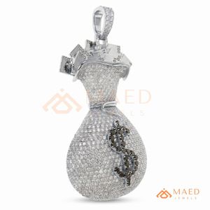 Silver Money Bag Moissanite Pendant <b>Charm</b> Hip Hop Fashion Pendant Necklace Luxury Unisex Jewelry Los <b>Angeles</b> Style Premium Iced - Product Image 6