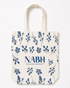 <b>Canvas</b> <b>Tote</b> Bag Navy Blue White Floral Pattern Medium Size Shopping Bag Shoulder Handle Grocery Use - Product Image 6