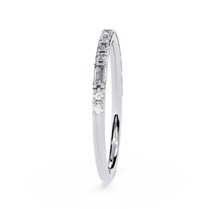 Anillo de Eternidad con Diamantes Cultivados en Laboratorio, Corte Esmeralda, Banda de Eternidad Redonda Brillante, Joyería en Tono Plateado - Product Image 3