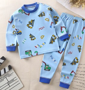 Ensemble pyjama à manches longues pour filles, avec imprimé baleine, pantalon rayé bleu, vêtements de nuit confortables - Product Image 3