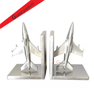 Sujetalibros de diseño de avión con acabado plateado, el más vendido, para decoración de mesa de oficina en casa, soporte para libros - Product Image 1